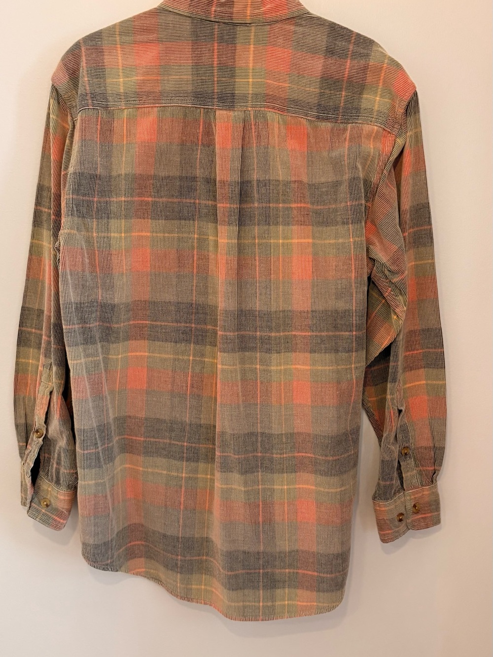ORVIS Corduroy Button-Down Plaid Shirt in Orange Grey Green Men’s Medium - Picture 3 of 14